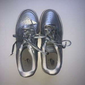Silver Metallic Nike Air Force 1's